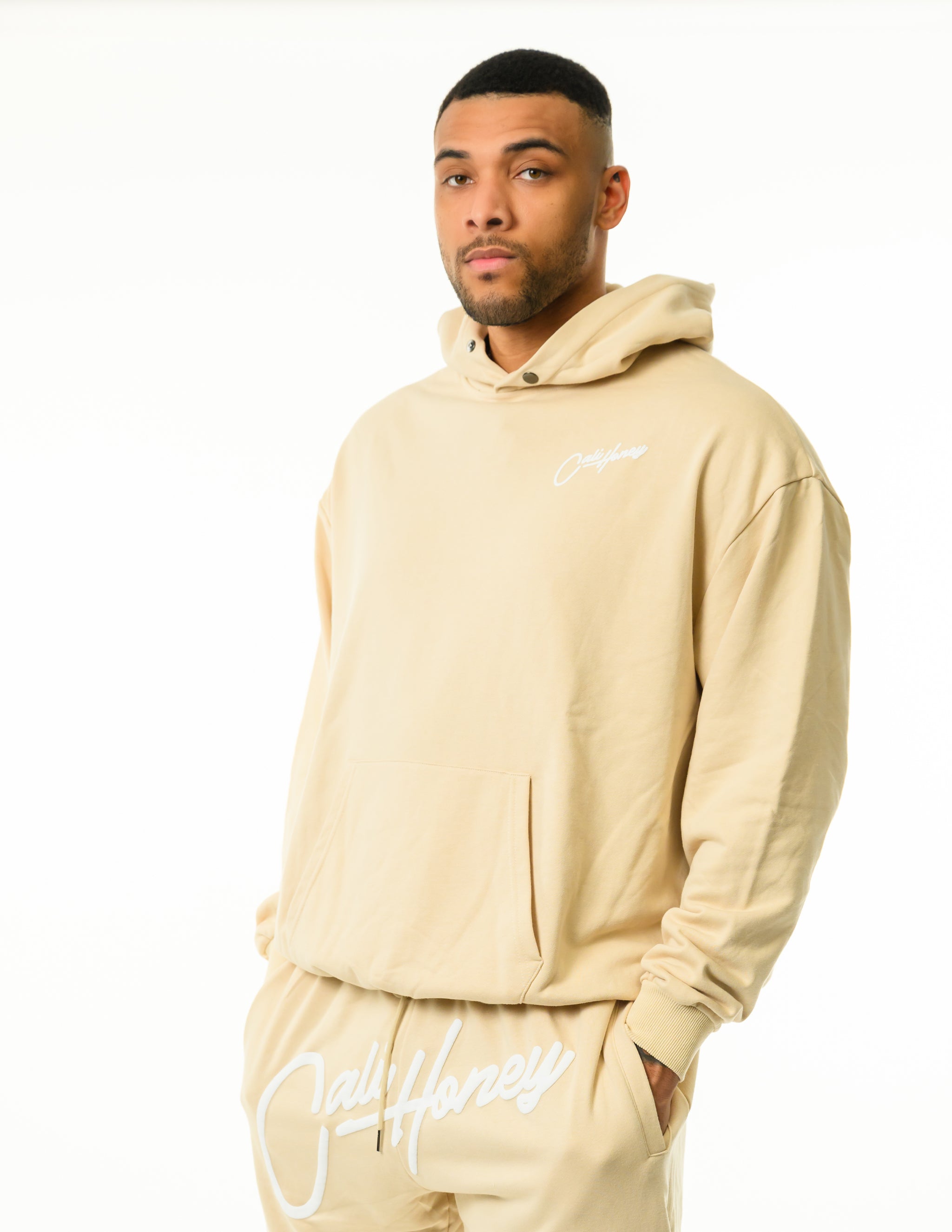 Cursive Hoodie Beige