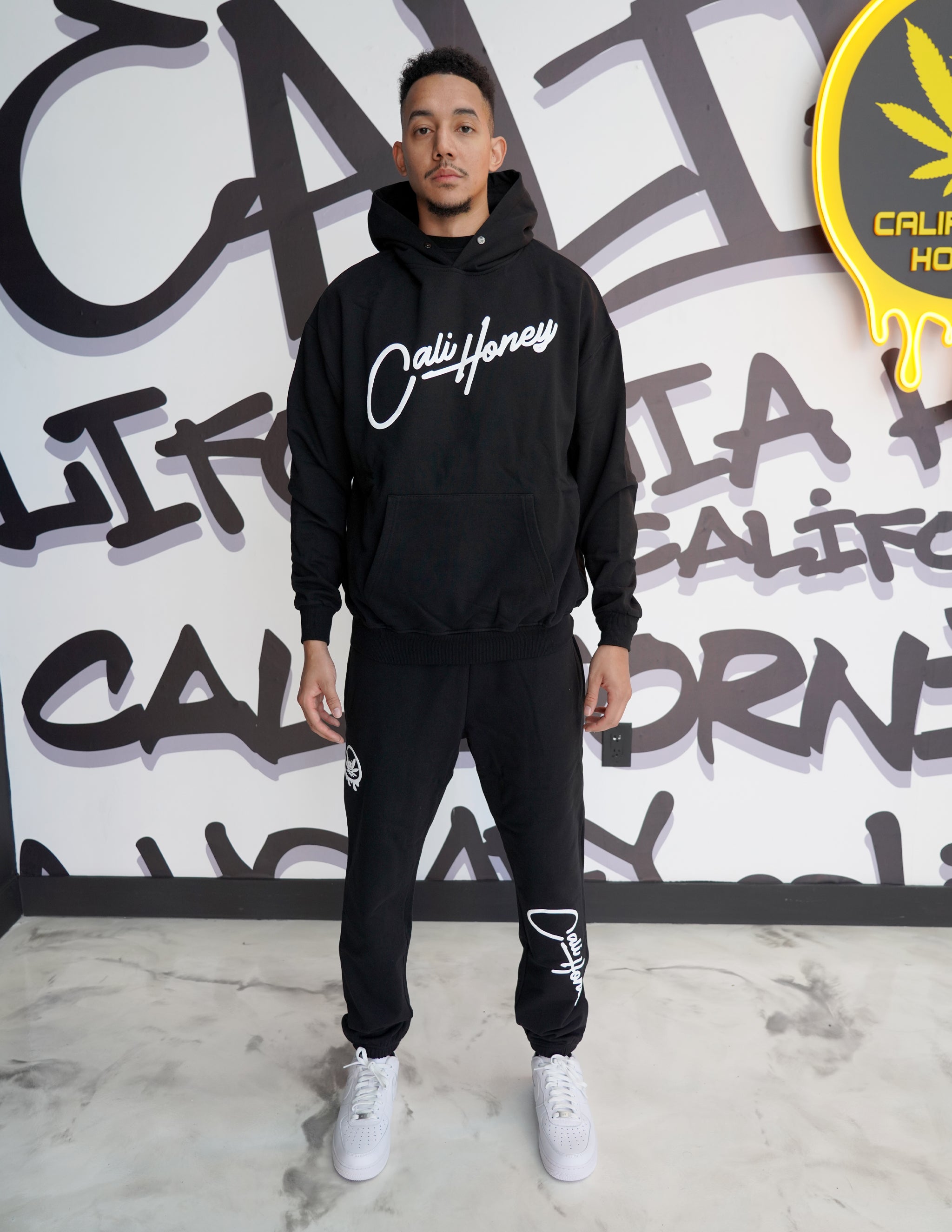 Big Cursive Logo Hoodie Black